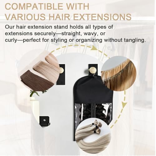 2Pack Hair Extension Storage Bag with Wooden Hanger for Multiple Wigs Hairpieces Portable Wig Bags Hair Storage Rack for for Weft Hair Extensions & Weaves - Image 5
