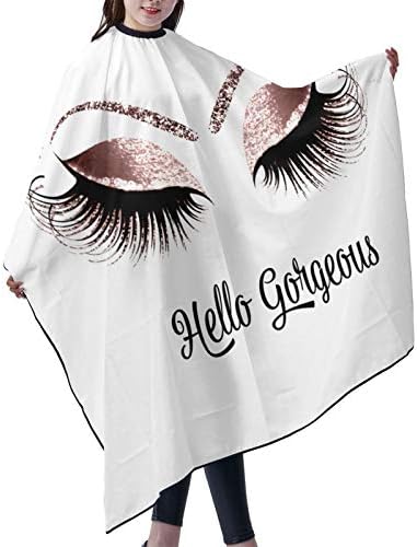 Barber Cape Hello Girl Gorgeous Glitters Eyelash Salon Apron Hair Cutting Cape Barbershop Kits For Women 55''X66'' - Image 3