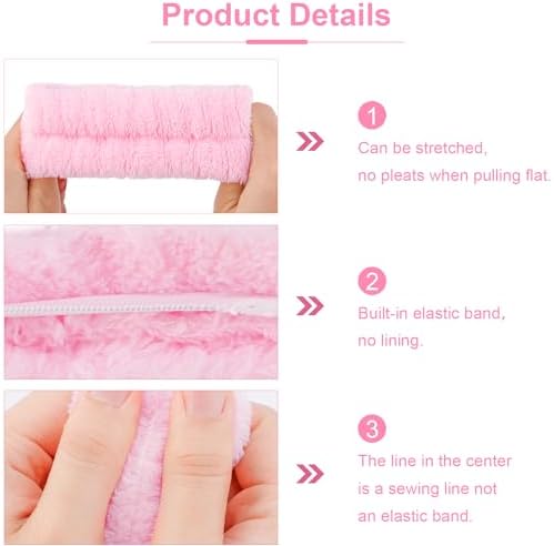 Chanaco Spa Headband, Makeup Accessory, Face Washing Wrist Bands, Teen Girl Gifts Trendy Stuff, Pink Cute Hair Accessories - Image 7
