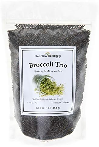 Broccoli Trio Sprouting & Microgreen Mix | Contains 3 Heirloom, Non GMO Broccoli Sprouting Seed Varieties for Sprouts & Microgreens | 1 LB Resealable Bag | Rainbow Heirloom Seed Co. by Rainbow+Heirloom+Seed+Co.