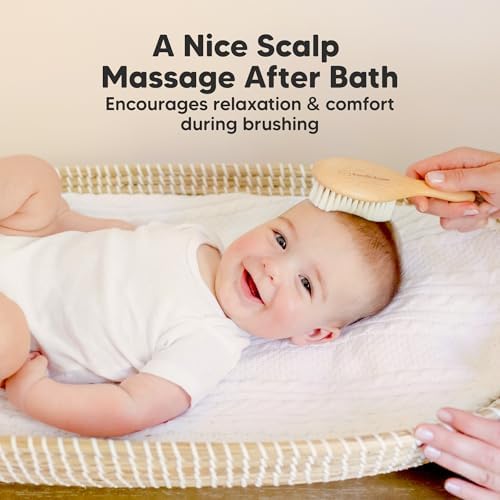 Wooden Baby Hair Brush for Toddler, Infant Cradle Cap (Walnut, Petite) - Image 5