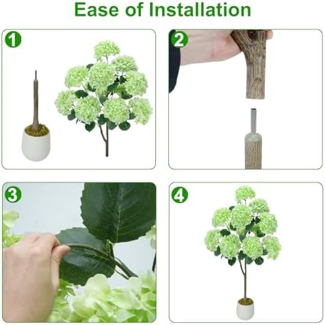 GTIDEA 2 Pcs 4 Ft Artificial Hydrangea Trees Potted, Green - Image 5