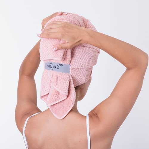 Curly Girl Microfiber Hair Towel Wrap for Women, 41" x 31" Large Quick Dry Hair Towel, Secure Fit with Elastic Strap, Anti-Frizz Hair Plopping Wrap for Long, Thick Hair - Image 3