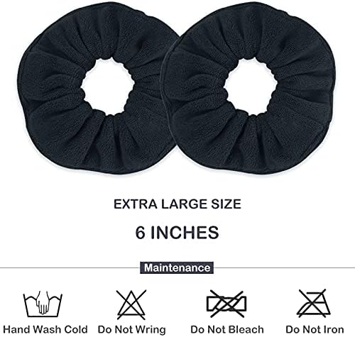 IVARYSS Super Towel Scrunchies for Drying Hair, Absorbent and Soft Microfiber for Frizz Free, Large Thick Ponytail Holder Wet Hair Accessories for Women and Girls, 4 PCS (Black) - Image 3