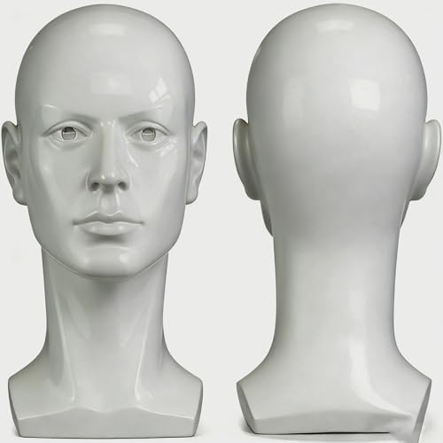 Male Mannequin Head for Display – Realistic PVC Head Model for Wigs, Hats, Headphones, Jewelry, Salon and Home Decoration,Whate by LIAMTU