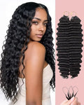 20 Inch Human Crochet Hair for Black Women, Feather Human Hair Extensions 110g 80 Strands, Miracle Look Hair Bundles, Soft Lightweight Small Knots Deep Wave Texture for Protective Styles by VDZ100HumanHair