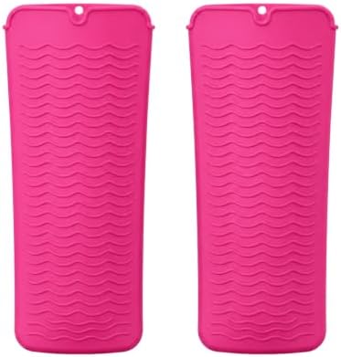 2 Pcs Heat Resistant Mat for Curling Iron Straightener, Silicone Hair Tool Pouch Bag for Hairstylist, Portable Hot Tools Travel Accessories Essentials Storage Pad for Women - Pink - Image 7