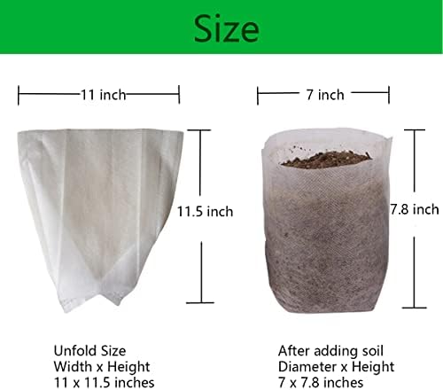 gardtree 1 1/4 Gallon 100PCS 11×11.5 Inch Breathable Plant Grow Bags - Non-Woven Plant Nursery Bags for Seed Starting, Indoor/Outdoor Vegetables, Herbs & Flowers | Easy Transplant, Space Saving - Image 2