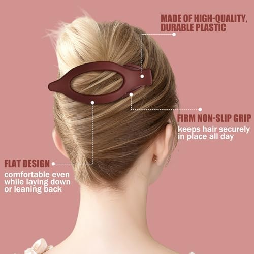 Flat Hair Clips for Women - 6 PCS French Flat Claw Clips Medium Hair Clips for Girls Large Hair Claw Clips for Thick or Thin Hair Strong Hold No Slip Hair Accessories for women (Red) - Image 4
