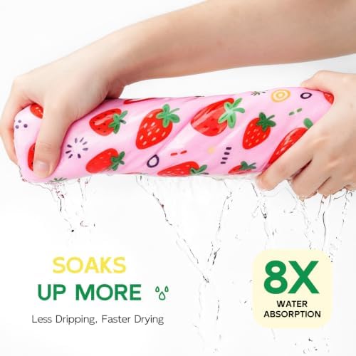 Years calm Kids Hair Towel Wrap, Wide Tail Microfiber (Strawberry) - Image 4