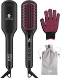 Enhanced Ceramic Hair Straightener Brush by MiroPure, 2-in-1 Ionic Straightening Brush with Anti-Scald Feature, Auto Temperature Lock & Auto-Off Function (Black) by MiroPure