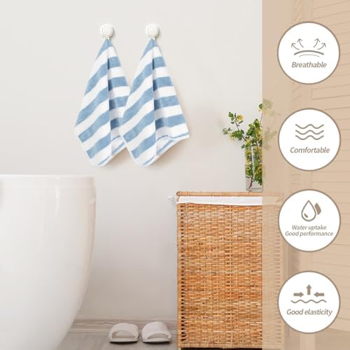 KinHwa Bathroom Hand Towels, Microfiber Blue Stripe Hand Towels, 2 Pack - Image 6