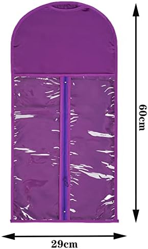 2 Packs Satin Wig Bags Storage with Wooden Hangers 23.6 x 11.4in,Purple #2 - Image 2