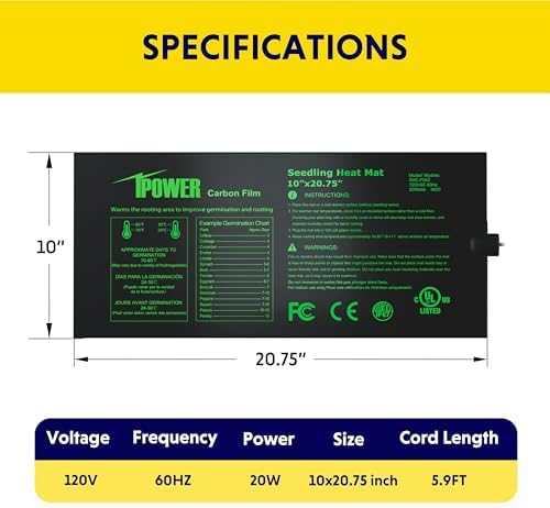 iPower 10"x20.75" Seedling Heat Mat and Digital Thermostat Combo Set, Warm Hydroponic Heating Pad for Germination, Indoor Gardening, Greenhouse - Image 4