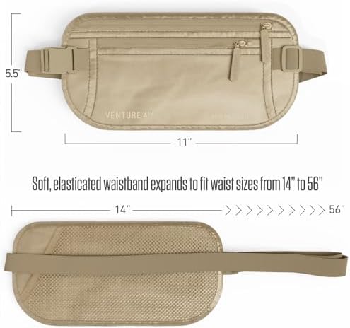 VENTURE 4TH Travel Money Belt, RFID Blocking Passport Holder - Sleek Beige - Image 6