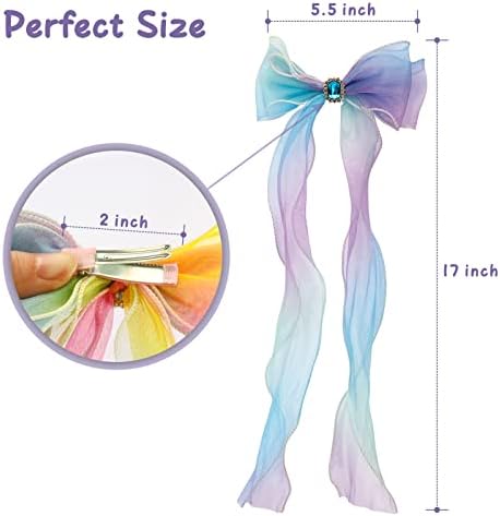 Little World Bow Hair Clips - Set of 4 Ribbon Hair Bows for Girl - Image 2