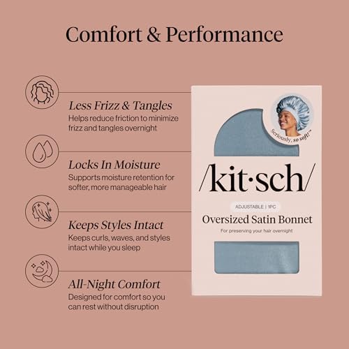 Kitsch XL Satin Bonnet for Sleeping - Haze Blue - Image 3