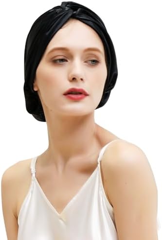 ZIMASILK 22 Momme 100% Mulberry Silk Bonnet for Sleeping Women, Black by ZIMASILK