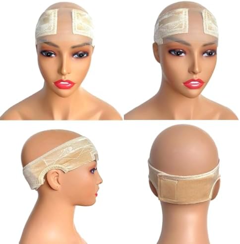 Lace Wig Grip Band for Glueless Wig, Adjustable Velvet Wig Grip Band for Lace Front Wigs with Non-Slip Silicone Strip, Wig Melting Band for Women Elastic Wig Band (Beige) - Image 5