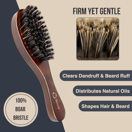 Men's Hair Brush and Comb Set - Boar Bristle Brush & Beard Scissors - Image 3
