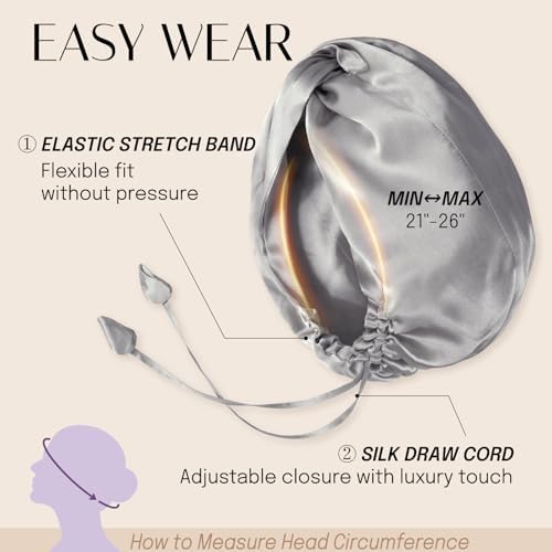 OLESILK Silk Hair Bonnet for Sleeping Women, 100% Mulberry Silk, Anti-Frizz - Image 6