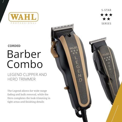 Wahl Professional 5 Star Barber Combo,Corded Legend Clipper & Hero Trimmer - Image 2