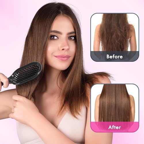 Vented Detangling Hair Brush - 2 Pack Detangler Hairbrush for Effortless Tangle Removal - Ultra-Soft Bristles For Natural Curly Straight Wet Dry Damaged Hair for Women Men Kids Black & Lagoon - Image 4