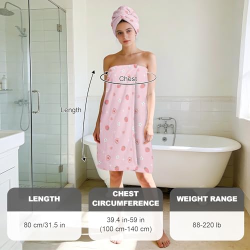 Absorbent Bath Towel Wrap Set (32 X 60 in), Strawberry Towel Wrap - Image 3