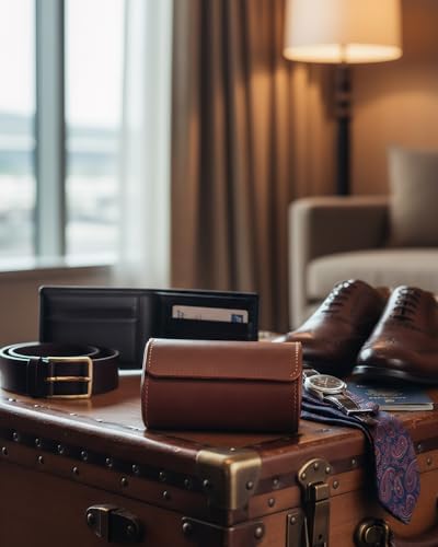 MR.OKAY 2 Watch Travel Case-Classic Leather Watch Case With Superb Texture.Portable Watch Roll Or Organizer For Storage And Display. Best Travel Gift for Men,All Handcrafted By Artisans. - Image 4