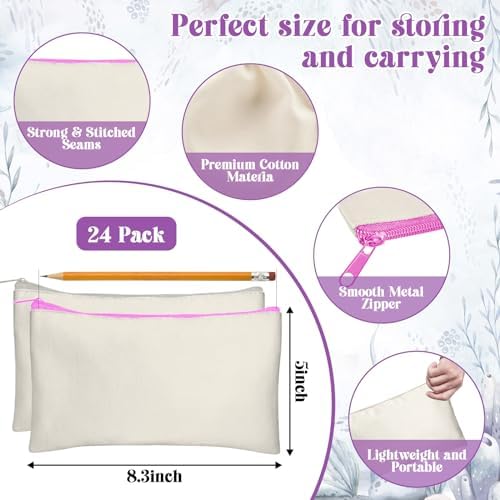 Legigo Blank Canvas Bags Zipper Pouch Makeup Bags Pencil Pouch Bulk - Image 2