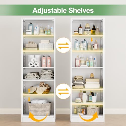 Ckzbx Metal Locker Tall Narrow Storage Cabinet, 67" H Locking Tool File Cabinets Snack Locker Organizer for School Classroom,Bedroom,Gym Home Office,Entryway and Hallway (20" W 2Door White) - Image 5