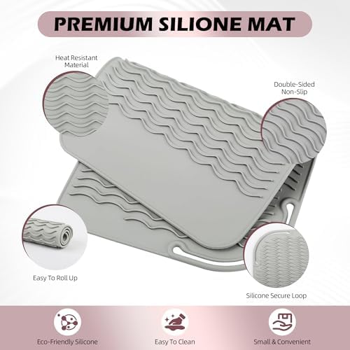 Silicone Heat Resistant Mat for Hair Tools, 11" x 7.5", Gray - Image 5