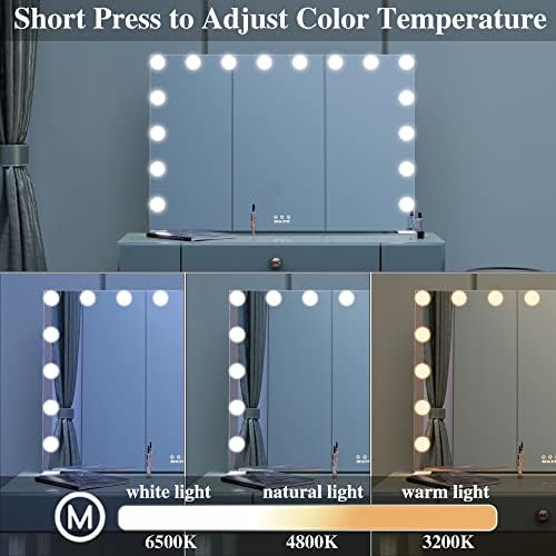 BEAUTME Large Vanity Mirror with Lights, 35.9''x24.3'' White, Touch Control - Image 5