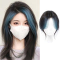 VAVANGA Hair Topper with Bangs Middle Part Black with Blue Highlight Color by VAVANGAHAIREXTENSION