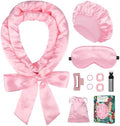 Gwabee Satin Heatless Curls Overnight Hair Curlers to Sleep In Hair Curler Rollers No Heat Hair Wrap for Curls Headband, 70" Satin Heatless Curling Rod Set for Women Long Waves Hair Volume-Pink 10PCS by Gwabee