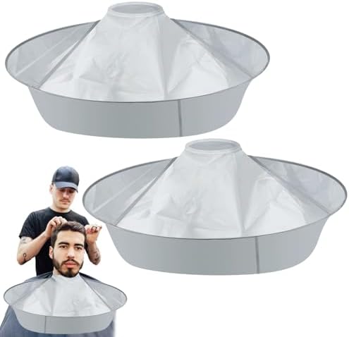 2PCS Hair Catcher for Haircuts, Foldable Hair Cutting Cape Umbrella, Waterproof Haircut Cape for Adults, Hair Trimming Catcher for Salon or Home Hair Cutting (Light Grey) by Unknown