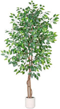 Artificial Ficus Tree 6FT Tall, Faux Ficus Tree Indoor Outdoor, Fake Silk Ficus Plant with Planter, Lifelike Leaves Large Potted Floor Tree for Home Office Living Room Porch Decor by Arborvigro