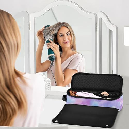 Hair Tools Travel Bag with Heat Resistant Mat Detachable 2-in-1 Curling Iron Travel Case Hot Tools Organizer for Straightener Flat Iron Pink Purple Blue Gradient - Image 6