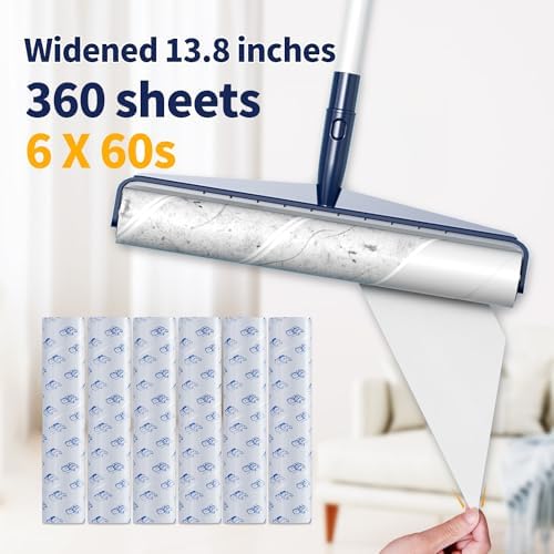 13.8in Large Big XL Jumbo Lint Roller for Floor with Long Handle, Mega Sticky Rollers Pet Hair Remover for Carpet, Bed,Couch，Furniture, Walls, Bathroom & Hair Collector Cleaner with Dog Cat Fur - Image 2