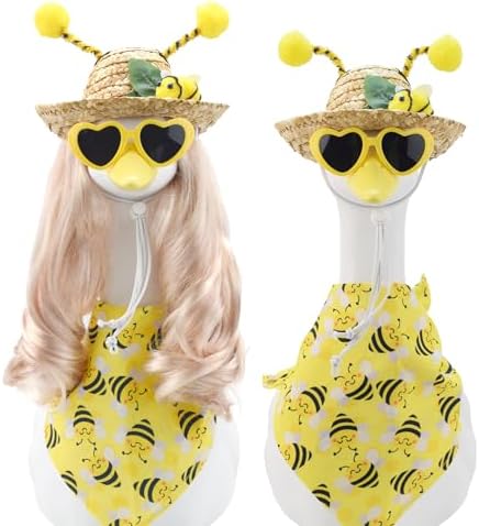 Bee Porch Goose Outfit Set with Blonde Wig & Straw Hat, 4-Pcs by ZYIDBNG