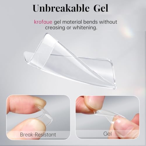 Krofaue 500PCS French Nail Tips, Half Matte Flexible Gel, Square, 10 Sizes - Image 4