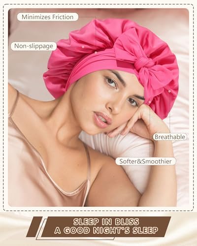 AWAYTR Satin Hair Bonnet for Sleeping, Adjustable Double Layer Sleep Cap - Image 7