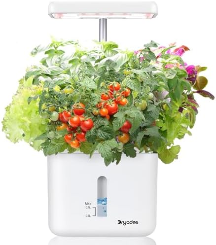 Indoor Garden Planter Growing Systems Soil plant pot indoor Small Smart Soil Gardening System with 17 Watts LED Grow Light Auto Timer Self-Watering Planter Pot Gifts for Mom Women (No Seeds&Soil) by Dryades