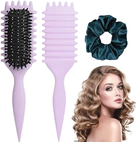 Curly Hair Brush, Vented Curl Defining Brush Anti Frizz Detangler Comb for Wet Dry Hair, Effortlessly Shape Curls Waves Styling Brush for Women Men Salon Home Daily Use - Purple by Unknown