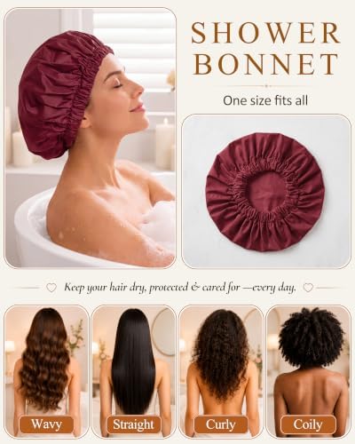 Edoneery Shower Caps for Women Reusable Waterproof, Shower Hair Cap - Image 5