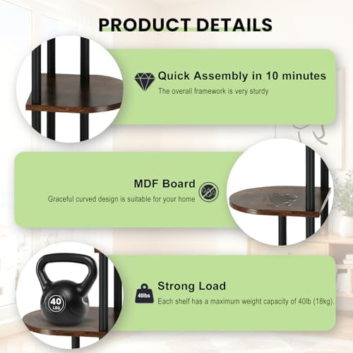 Tiered Plant Stand Indoor, Tall 4 Tier 5 Potted Wooden Plant Shelf for Multiple Flower Plants, Multi Corner Metal Plant Holder Indoor for Patio Garden Patent Design Living Room Balcony Bedroom, Rustic Brown - Image 5
