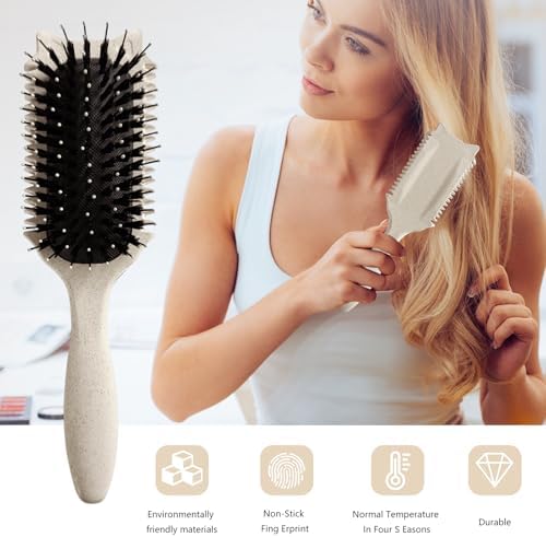 Curly Hair Brush : Curl Defining Brush for Curls Waves Coils Define Volumize Detangle Women Curls Reduce Hair Pulling Frizz Cat ears styling Beige - Image 2