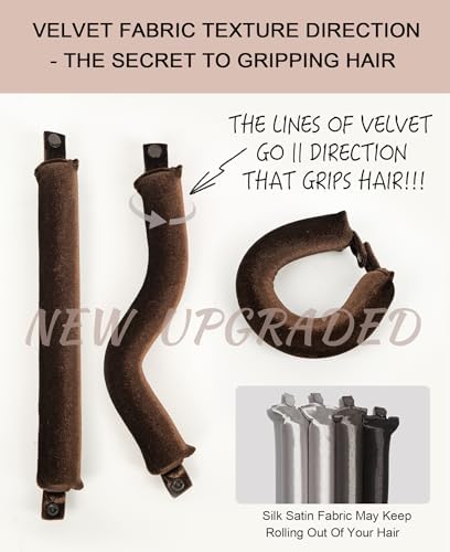 Classic Heatless Curls Overnight Rods - Upgraded Directional Grip Velvet Heatless Hair Curler to Sleep in No Heat Heatless Curling Flexi Rods Foam Hair Rollers for Blowout Look Medium & Long Hair - Image 5
