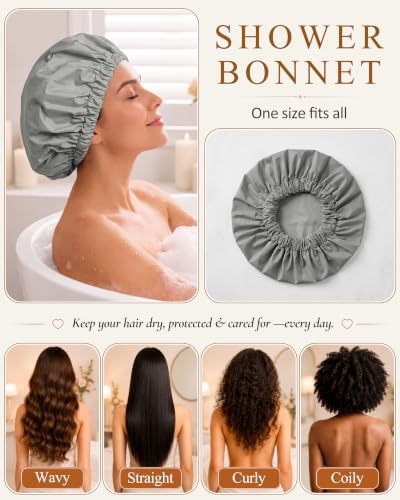 Edoneery Shower Caps for Women Reusable Waterproof, Shower Hair Cap - Image 5