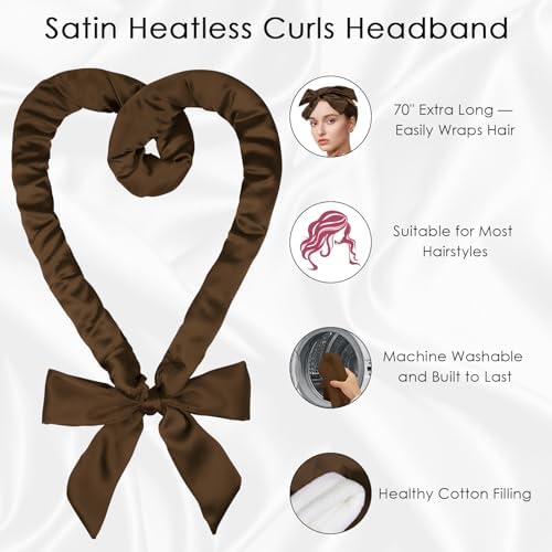 weiwei Satin Heatless Curlers Hair Curler, No Heat Curls Overnight Hair Curlers to Sleep In Overnight Curls Headband, 70" Hair Curlers No Heat, 9 Pcs Satin Heatless Curling Set for Women Long Hair - Image 4